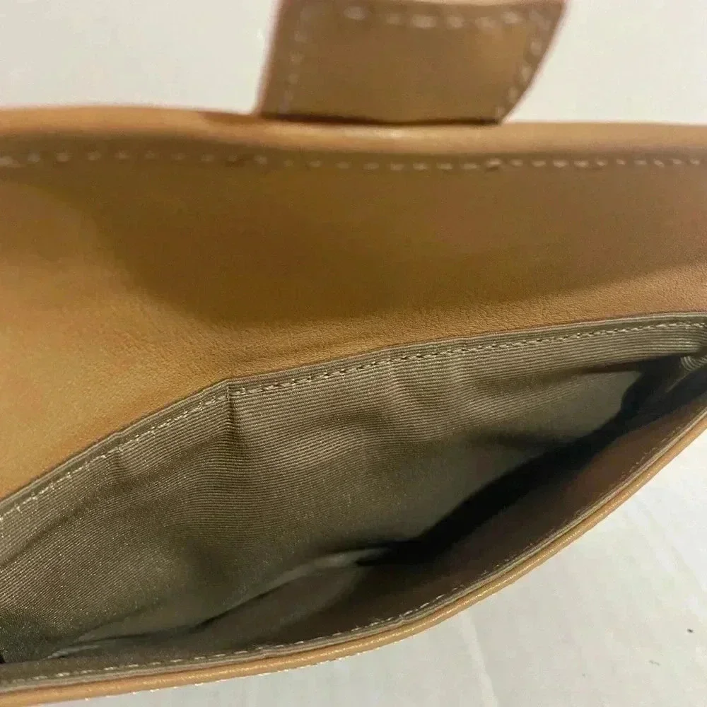 Coach vintage beige/ brown leather wristlet bag